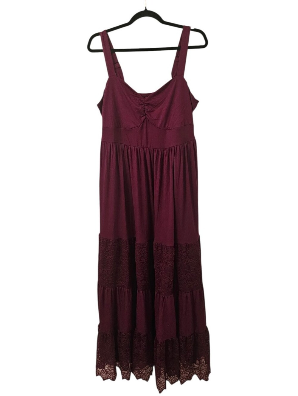 Purple Torrid Women's Sweetheart Lace Insert Jersey Maxi Dress